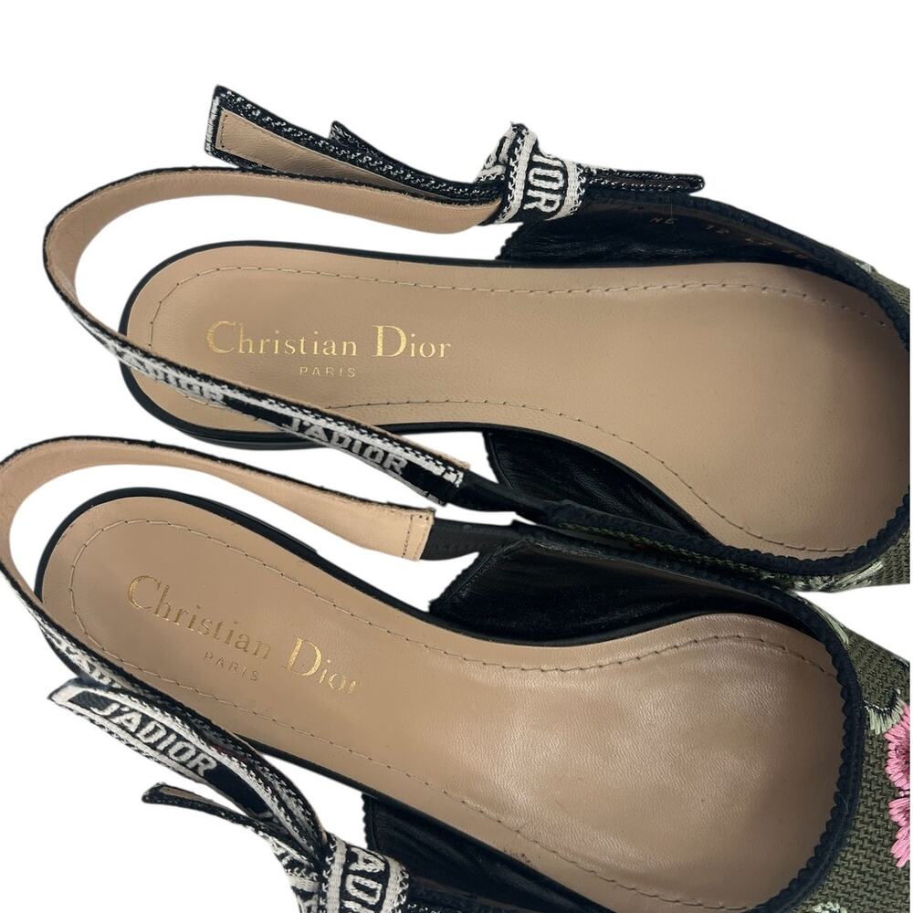 Christian Dior J'adior Embroidered Floral Sling Back Flats - Picture 11 of 14